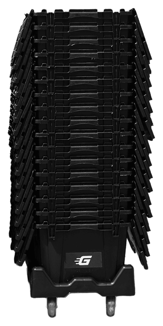 Nested Ghatt2Go bins on a rolling cart