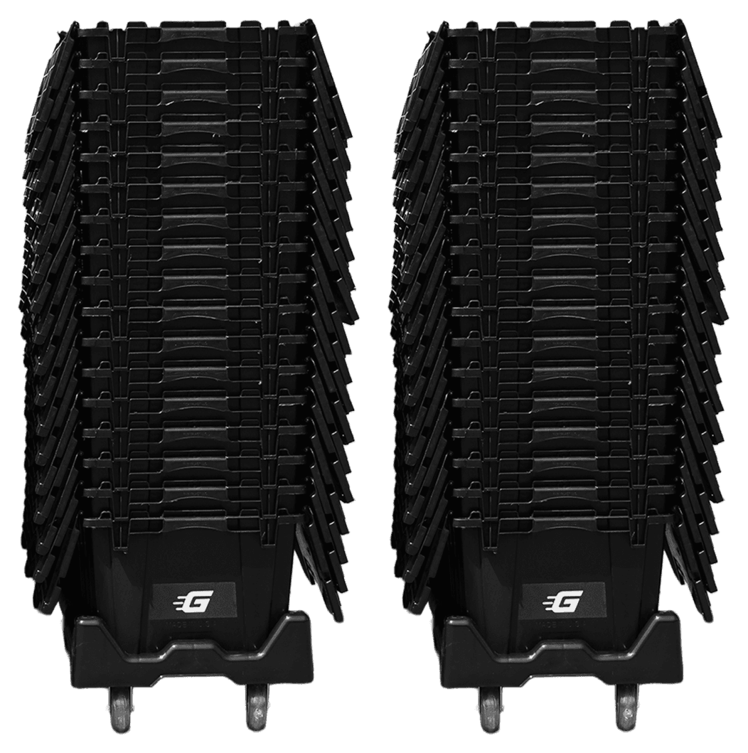 Two rolling carts loaded with nested Ghatt2Go bins
