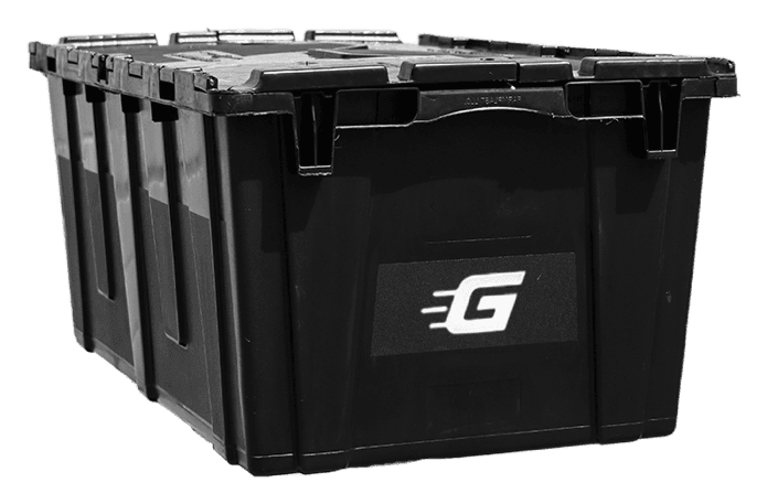 A single closed Ghatt2Go bin with the white G logo